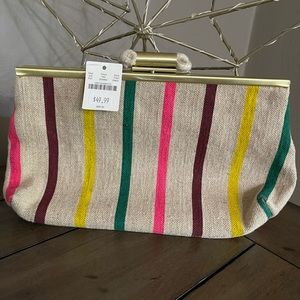 NWT J Crew Fabric Jute Clutch Style 77647